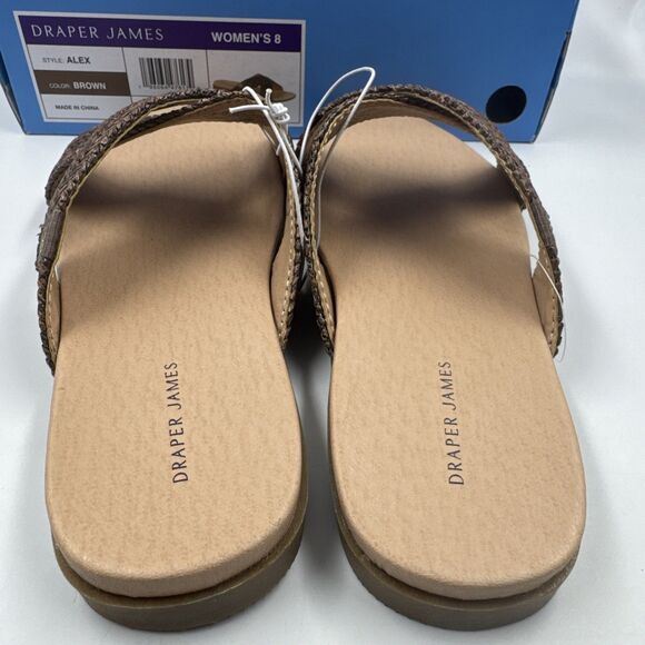 NEW Draper James Women's Size 8 Raffia Cross Strap Slip On Sandals, “Alex” Brown - Picture 6 of 16